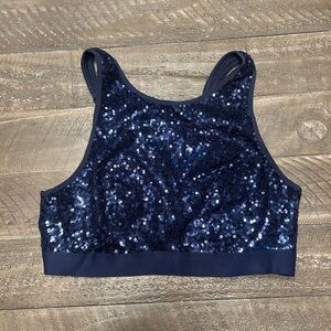 Aerie Navy Sequin Crop Top